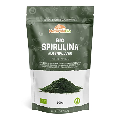 Spirulina Pulver Bio 100g. Natürliches und rohes Spirulina-Algen P...