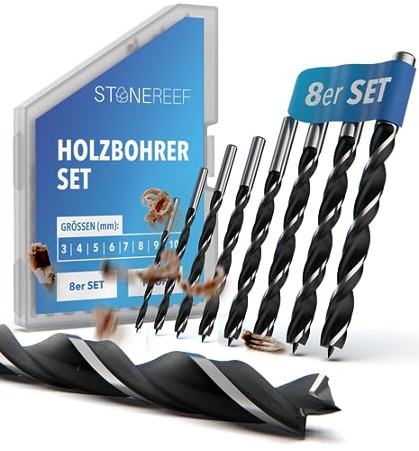 STONE REEF 8-teiliges Holzbohrer-Set [inkl. Aufbewahrungsbox], 3-10...