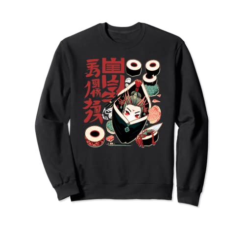 Sushi Geisha Japan Symbole Fischrollen Sweatshirt...