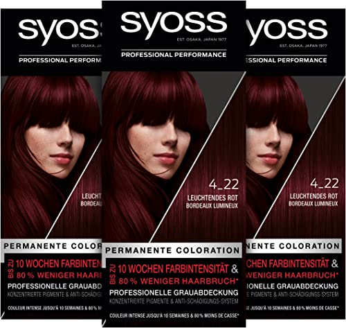 Syoss Color Coloration 4_22 Leuchtendes Rot Stufe 3 (3 x 115 ml), p...