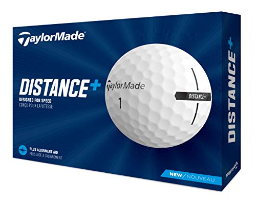 TaylorMade Distance+ Golfbälle, 12 Bälle,(4 x 3-er Set), Weiß, E...