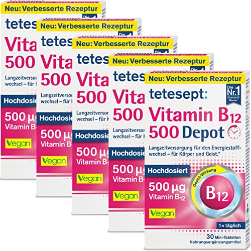 tetesept Vitamin B12 Depot – Hochdosiert mit 500μg Vitamin B12 z...