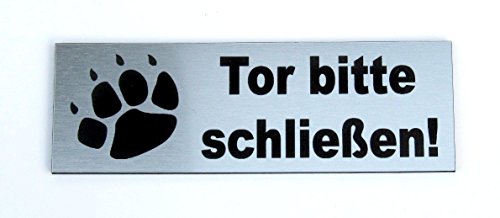 Torschild, Tor Bitte schließen, 12 x 4 cm, Gravur, Schild, Hundesc...