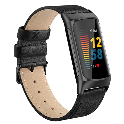 Tuocal Echtleder Armband Kompatibel mit Fitbit Charge 5 Armband fü...