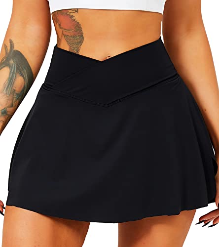 TZLDN Tennis Skort - Damen Sport Rock mit Shorts Laufrock Minirock ...