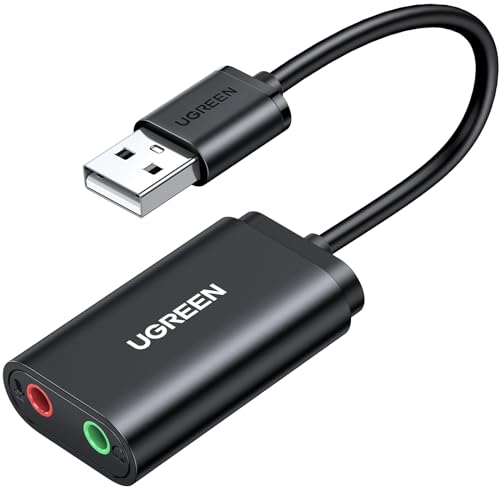 UGREEN Externe USB Soundkarte Klinke USB Adapter für Computer, PS5...