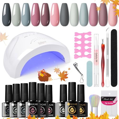 UR SUGAR UV Nagellack Set mit UV Lampe 48W, 6 Farben Gel Nagellack ...