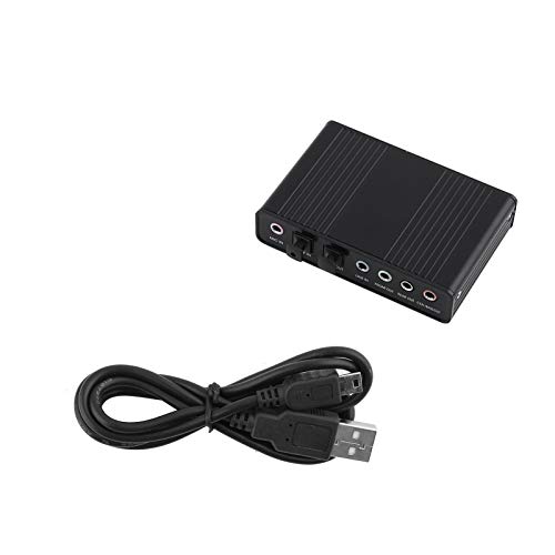 USB 6 5.1 Soundkarte Extern Optisch für Audiokarte Pc Schwarz 6-Ka...