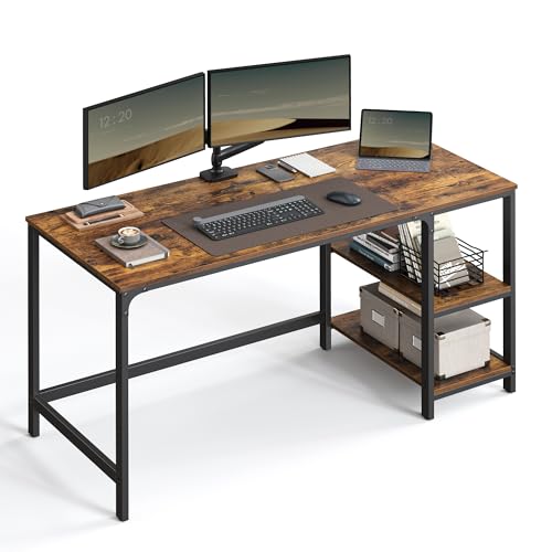 VASAGLE Schreibtisch, Computertisch, PC-Tisch, Bürotisch, mit 2 Ab...
