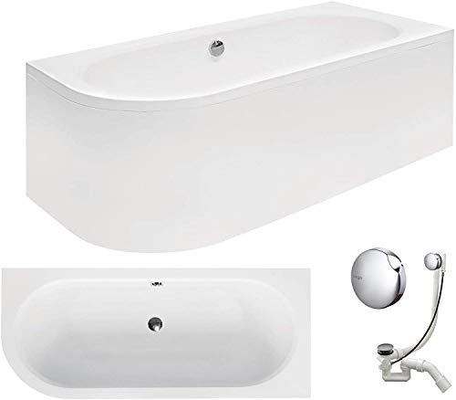 VBChome Badewanne 170x75 cm Acryl SET Schürze Siphon Wanne Ecke Ec...