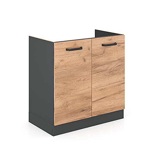 Vicco Spülenunterschrank R-Line, Goldkraft Eiche Anthrazit, 80 cm ...