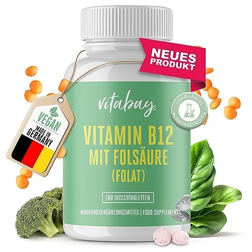 Vitabay Vitamin B12 500 µg Lutschtabletten hochdosiert mit Folat -...