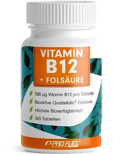 VITAMIN B12 hochdosiert - 365 Tabletten - 500µg Vit B12 + FOLSÄUR...