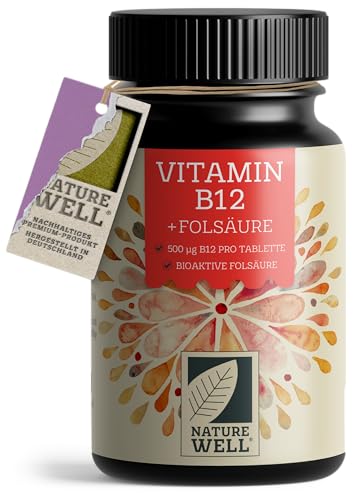 VITAMIN B12 hochdosiert - 365 Tabletten mit 500µg Vit B12 + FOLSÄ...