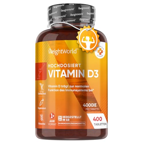 Vitamin D3 4000 IE - 400 Tabletten (1 Tablette alle 4 Tage) - Sonne...