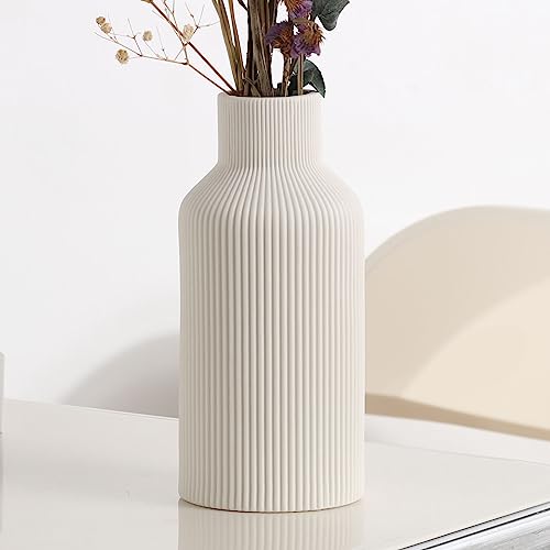 Weiß Keramik Vase für Dekoration, Minimalistische Deko, Moderne H...