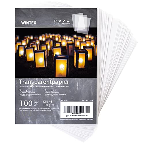 WINTEX 100 Blatt Transparent Papier DIN A6, weiß & bedruckbar, 102...