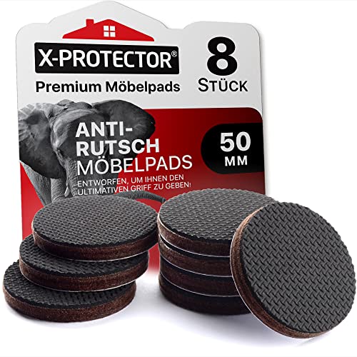 X-Protector Antirutsch Pads 8 Stück 50 mm - Antirutsch Gummi Selbs...