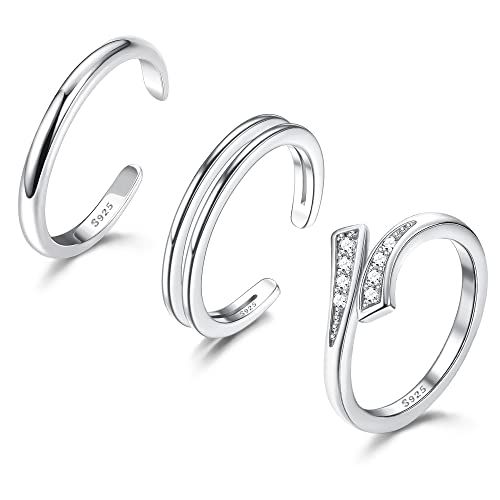 YADOCA 3 Stück 925 Sterling Silber Zehenring Set für Damen Mädch...