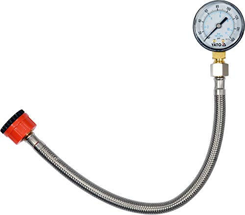 YATO Profi Wasserdruckmesser mit Manometer und Edelstahlschlauch, 3...