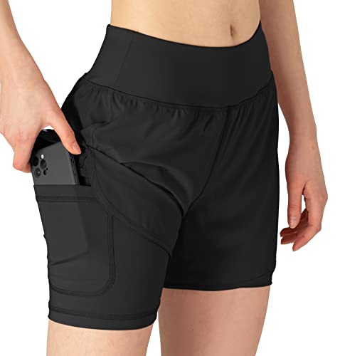 YSENTO Damen Sport Shorts Sommer 2 in 1 Kurze Sport Training Joggin...