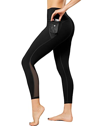 Yvette Leggings Damen Sporthose mit Mesh Hohe Taille mit Tasche Bli...