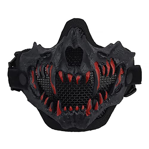 Yzpacc Airsoft Half Face Skull Masks Tactical Face Protection Mesh ...