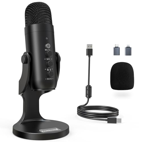 zealsound USB Mikrofon, Kondensator Mikrofon für PC Handy, PS4 PS5...