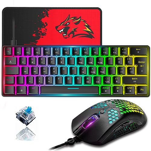 ZIYOU LANG 60% Compact RGB Gaming mechanische Tastatur Schwarz Set ...