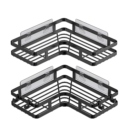 ZVZM Duschablage Ohne Bohren Schwarz Eckregal, Duschregal 2er-Pack,...